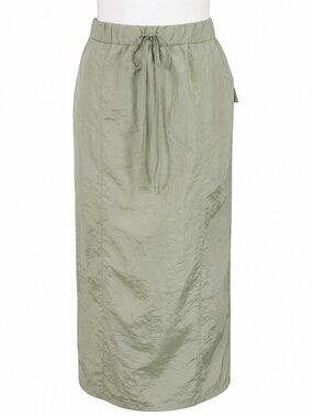 NWT Small green skirt w/ drawstring elastic waist, back split & parachute feel.